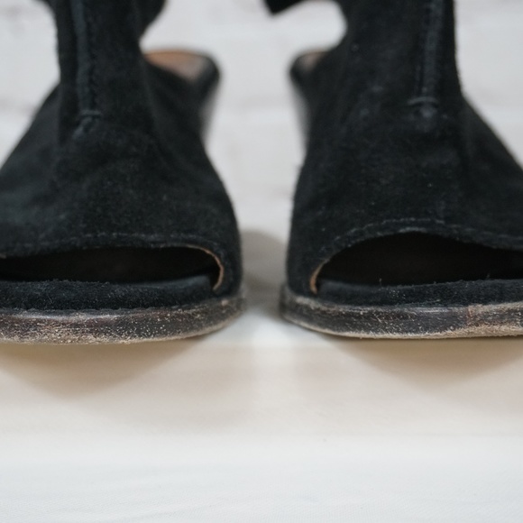 Black FRYE Courtney Suede Slingback Ankle Heels 7B - Picture 6 of 7